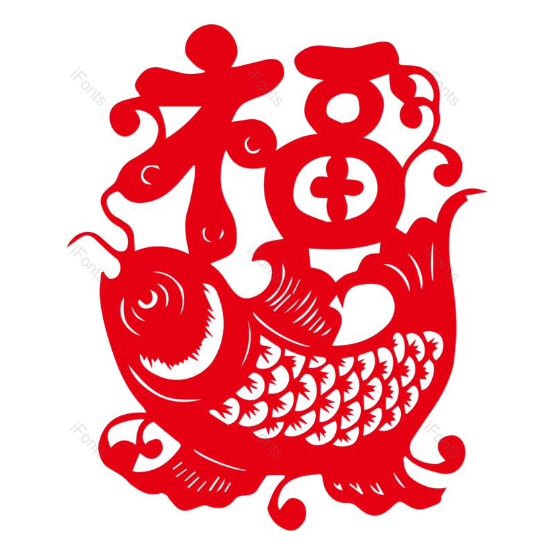 中国风图片,锦鲤元素,窗花PNG,剪纸免抠素材